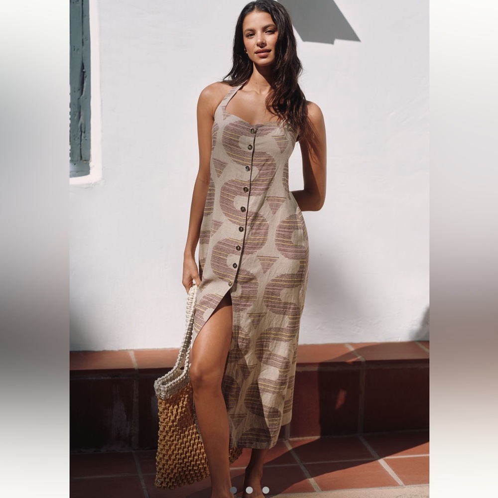 Linen halter maxi dress